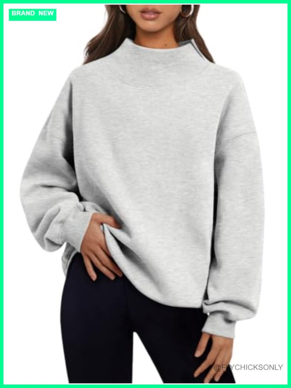 Mock Neck Oversized Sweatshirt Fleece Lined Pullover Fall Winter Casual Top